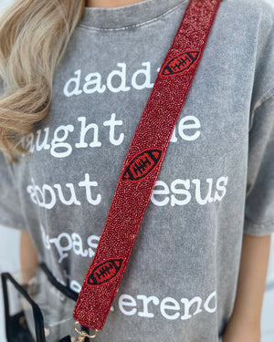 Red/Black Beaded Football Strap - Live Love Gameday®