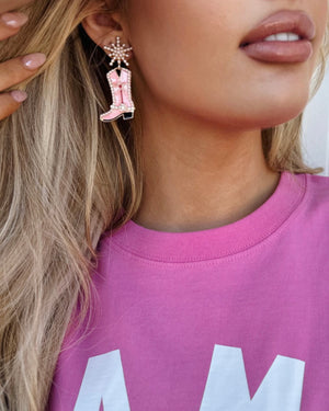 Pink Cowboy Boot Earrings - Live Love Gameday®