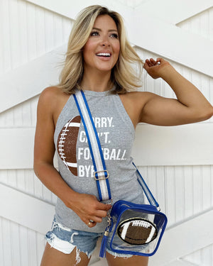 Blue/Silver Football Chenille-Patch Stadium-Approved Clear Purse (Ships 7/24) - Live Love Gameday®