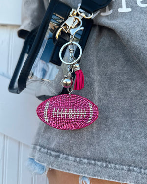 Hot Pink Crystal Football Keychain (Pre-Order Ships 9/1) - Live Love Gameday®