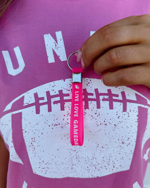 Live Love Gameday® Football Pink Silicone KEYCHAIN - Live Love Gameday®