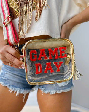 Red/Gold GAME DAY Chenille-Patch Stadium-Approved Clear Purse (Pre-Order Ships 8/15) - Live Love Gameday®