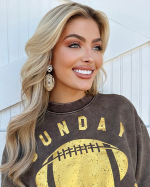 Crystal Gold Football-Style Hanging Earrings (Pre-Order Ships 9/1) - Live Love Gameday®