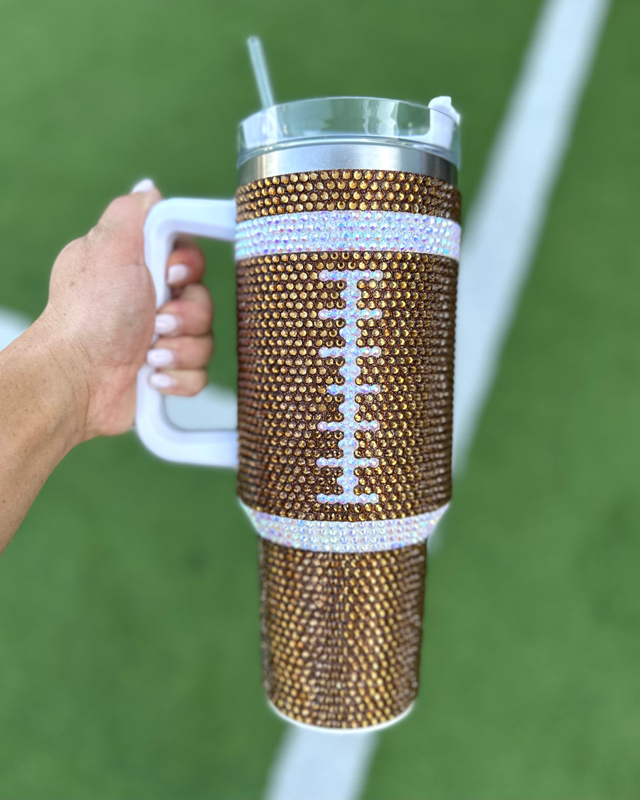Crystal Football "Blinged Out" 40 Oz. Tumbler - Live Love Gameday®