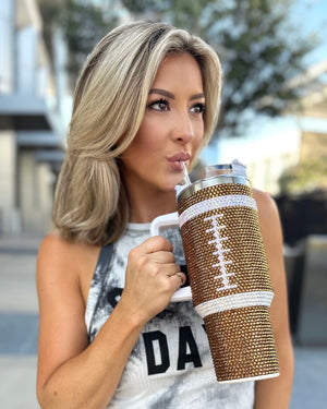 Crystal Football "Blinged Out" 40 Oz. Tumbler - Live Love Gameday®