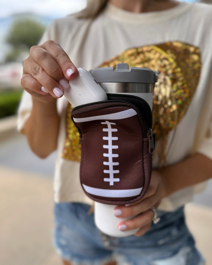 Plain Football 40 Oz. Tumbler With Pouch (Pre-Order Ships 9/15) - Live Love Gameday®