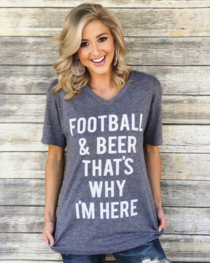Sale – Football & Beer That's Why I'm Here – V-Neck Tee - Live Love Gameday®