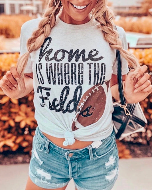 Comfy Football Home Is Where The Field Is® Basic Tee - Live Love Gameday®