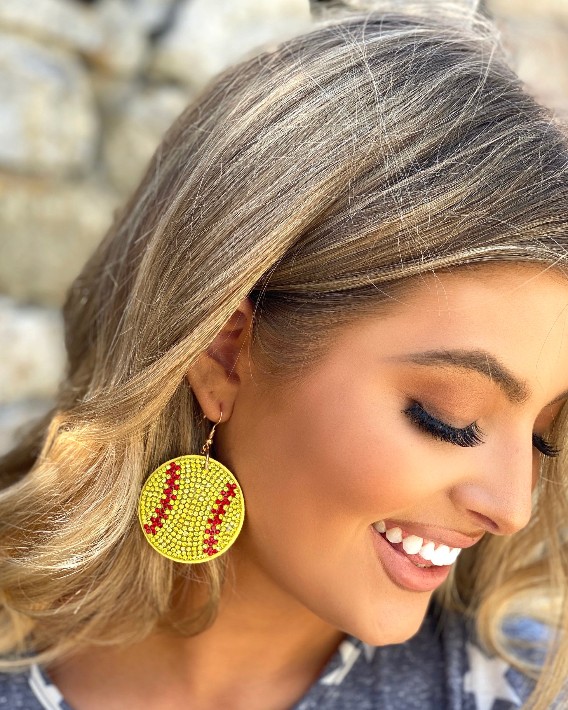 Softball Suede Crystal Game Day Earrings - Live Love Gameday®