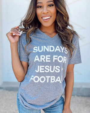 Sundays Are For Jesus + Football Tri-Blend Comfy Tee - Live Love Gameday®