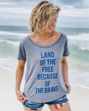 Land Of The Free Because Of The Brave Slouchy Tee - Live Love Gameday®